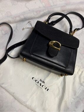 Coach Black Leather Satchel with Gold 'C' Clasp